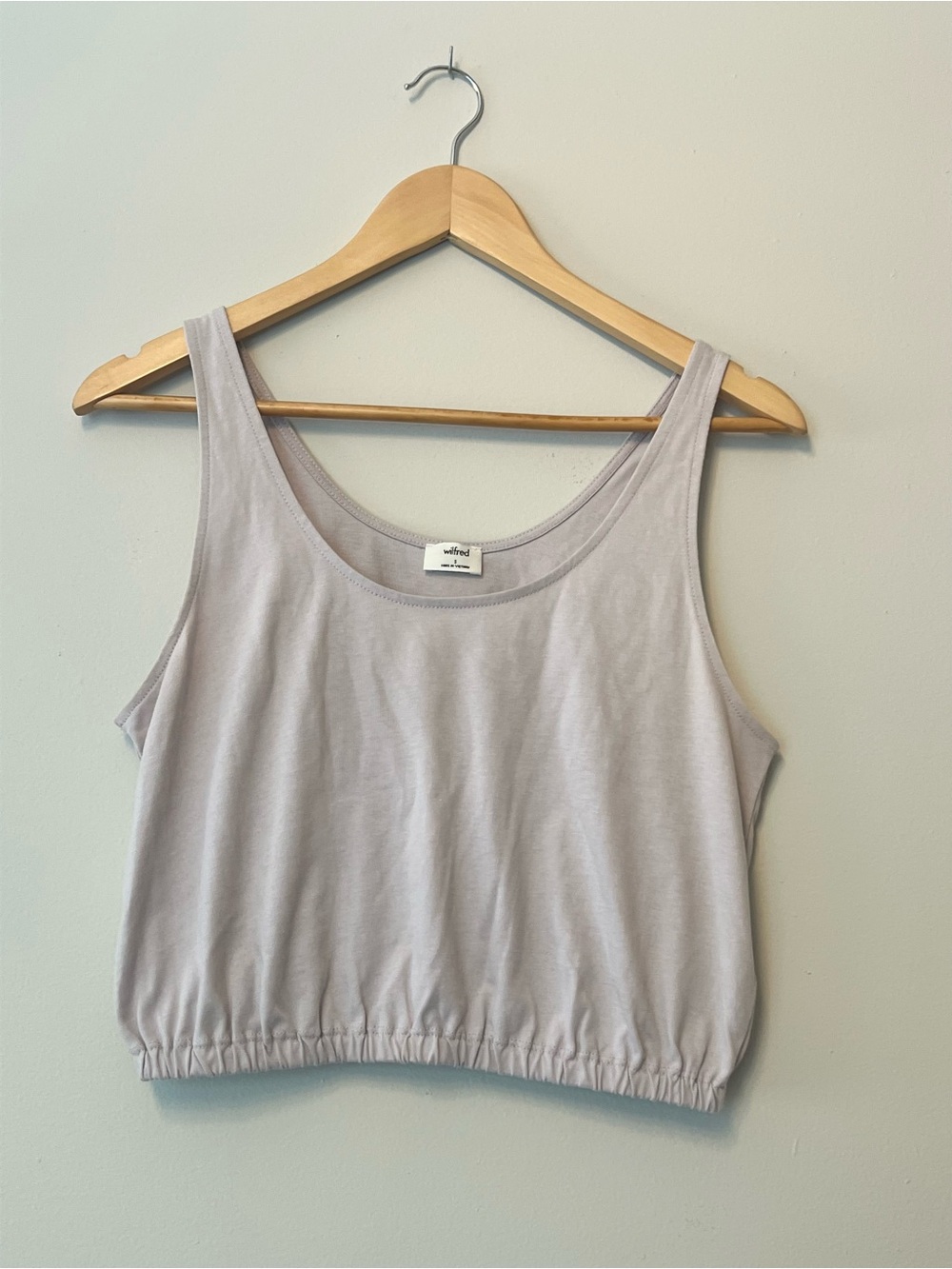 Aritzia Wilfred Lilac Bubble Hem Cotton Crop Tank Top Size S